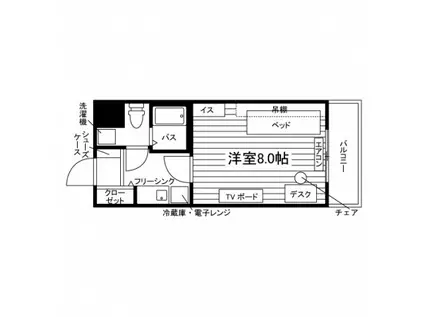学生会館 ウニール高松(1K/2階)の間取り写真