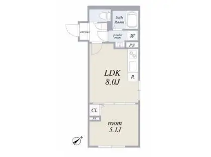 エルファーロ赤坂(1LDK/2階)の間取り写真