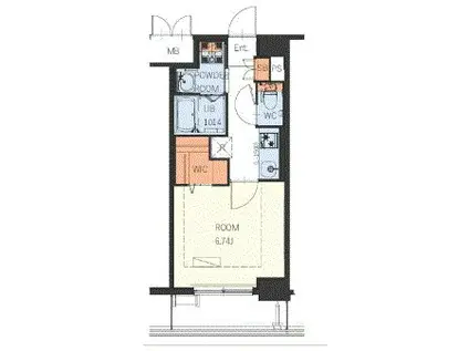 ギャラクシー博多駅北(1K/1階)の間取り写真