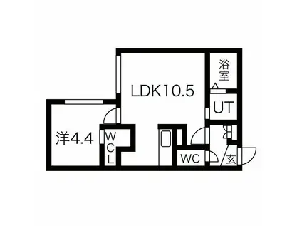 BONHEUR栄通(1LDK/1階)の間取り写真