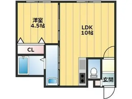 LEESPACE北10条I(1LDK/2階)の間取り写真