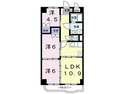 高砂 ハイツ(3LDK/1階)の間取り写真