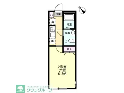 アルファ井土ヶ谷(1K/1階)の間取り写真