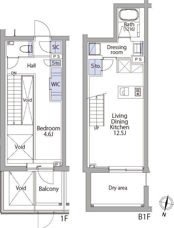 イプセ代々木上原RESIDENCE(1LDK/1階)の間取り写真