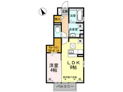 カーサポポラーレA(1LDK/1階)の間取り写真