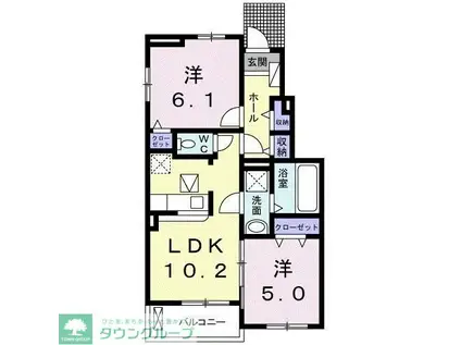 つくばエクスプレス 柏たなか駅 徒歩23分 2階建 築7年(2LDK/1階)の間取り写真