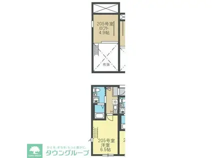 丘の上のLA REVES(1K/2階)の間取り写真