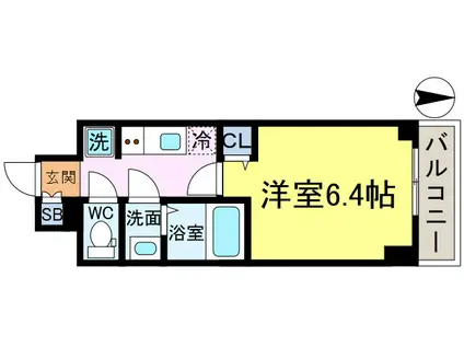 THE PASEO新小岩II(1K/6階)の間取り写真