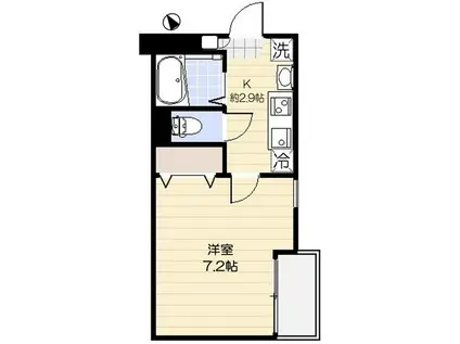 フィルクローバ川口(1K/2階)の間取り写真