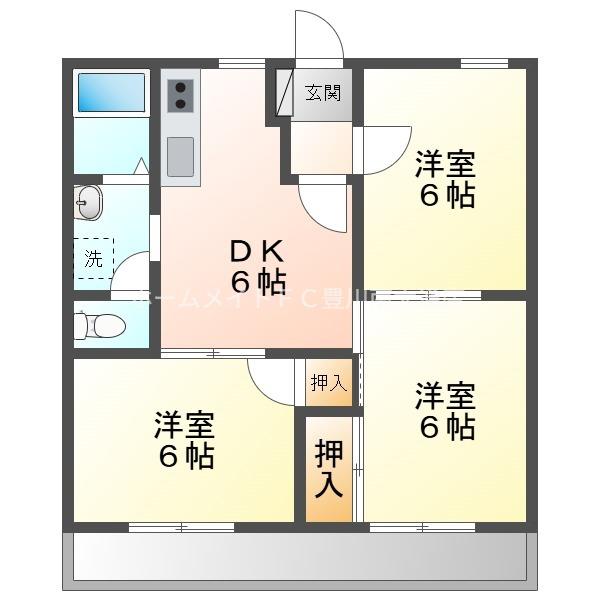 フレグランスミューズ(3DK/1階)の間取り写真