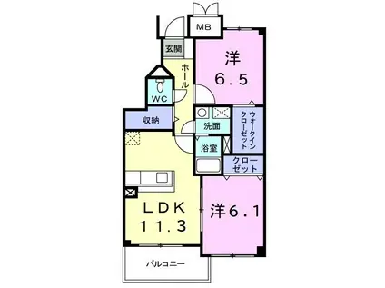 カーサ コレッタ(2LDK/2階)の間取り写真