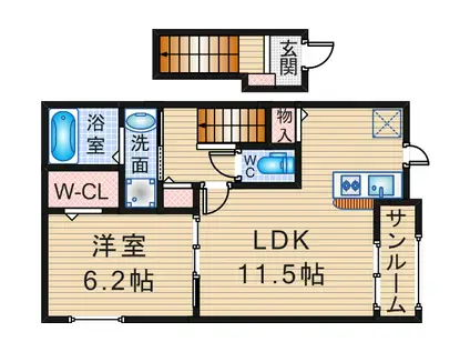 桜の町 千里川(1LDK/2階)の間取り写真