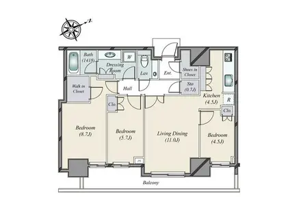 パークコート六本木ヒルトップ(3LDK/25階)の間取り写真