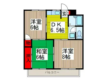 大野ハイム(3DK/2階)の間取り写真