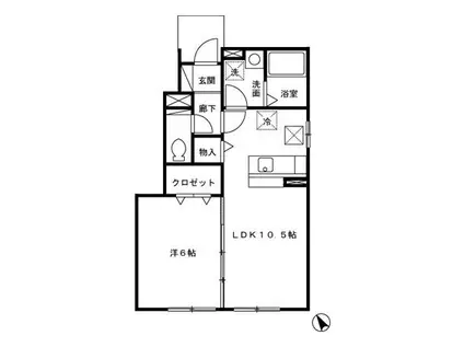 トレビューKOU(1LDK/1階)の間取り写真