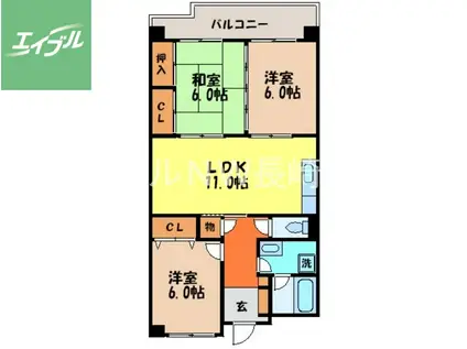 エクセレンス下屋敷II(3LDK/3階)の間取り写真
