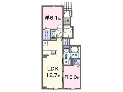 クレメントテンダーII(2LDK/1階)の間取り写真