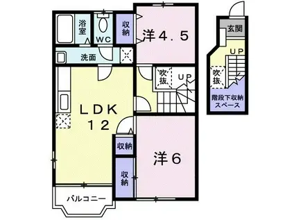 ドミール名和(2LDK/2階)の間取り写真