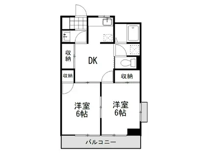 本木マンション(2DK/1階)の間取り写真