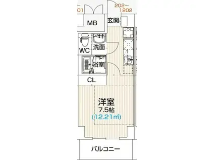 RESIDENCE RAMIA(1K/12階)の間取り写真