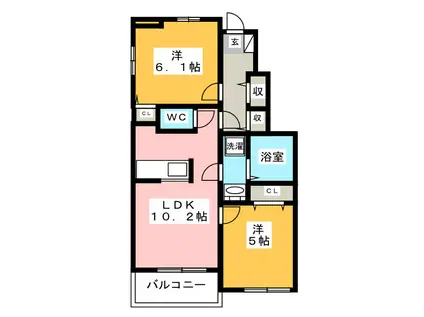 アベニューグレイス(2LDK/1階)の間取り写真