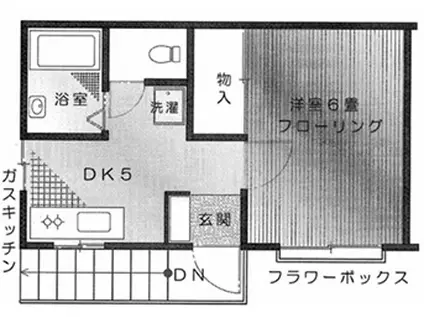 二見コーポ(1K/2階)の間取り写真