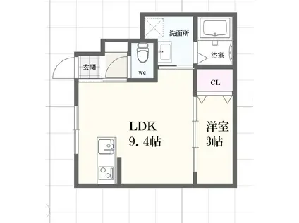 ボヌール妻鹿駅前(1LDK/1階)の間取り写真