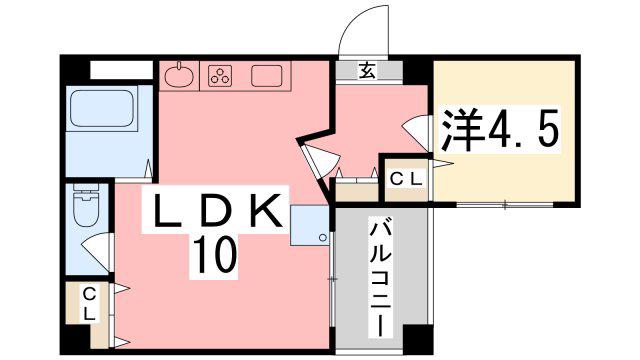 グリーンヒルズ平野町(1LDK/5階)の間取り写真
