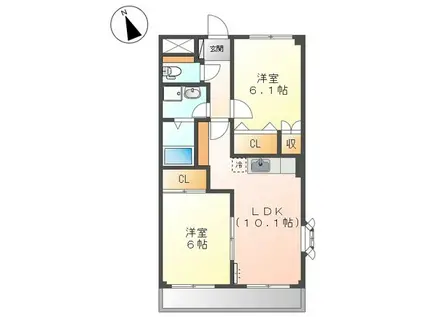 ヤマトハイツ(2LDK/3階)の間取り写真