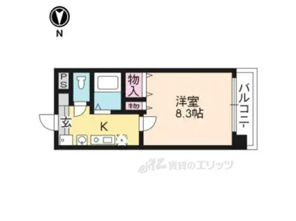 ハウスセゾン御所南(1K/16階)の間取り写真