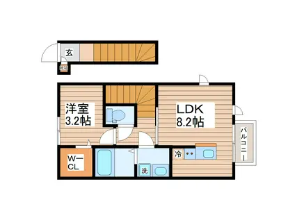 ガス割 第八弾 THE ROOM 南仙台駅C(1LDK/2階)の間取り写真