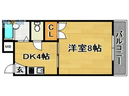 いほりコーポ(1DK/3階)の間取り写真