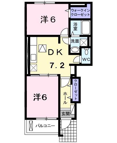 フォレストVI(2DK/1階)の間取り写真