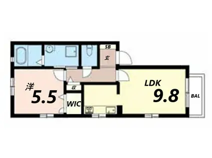ヴィラージュ西庄 A棟(1LDK/2階)の間取り写真
