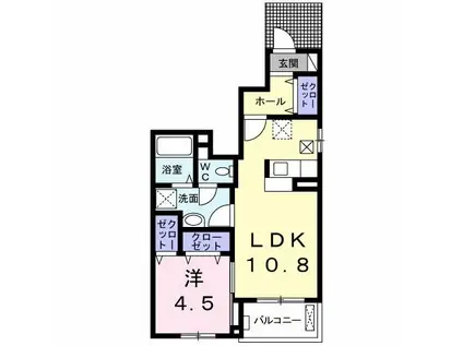 ビオーラ ミユキ B(1LDK/1階)の間取り写真