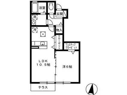 ルーチェI(1LDK/1階)の間取り写真