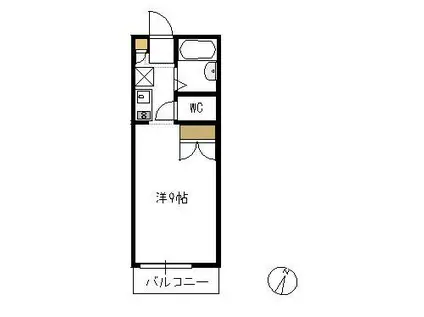 グリューネA棟(ワンルーム/2階)の間取り写真