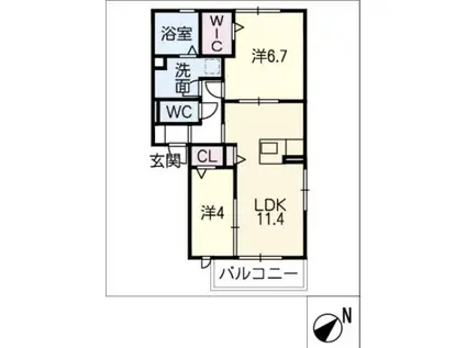 ローゼンブルーム(2LDK/1階)の間取り写真