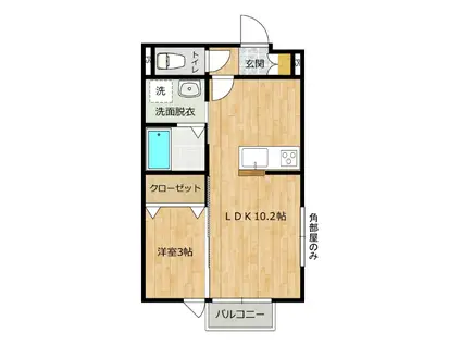 ベルハウスD(1LDK/2階)の間取り写真