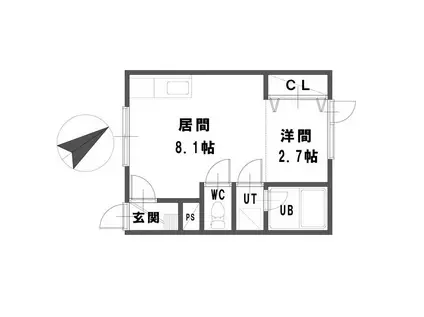 オークツリー福住(1DK/2階)の間取り写真