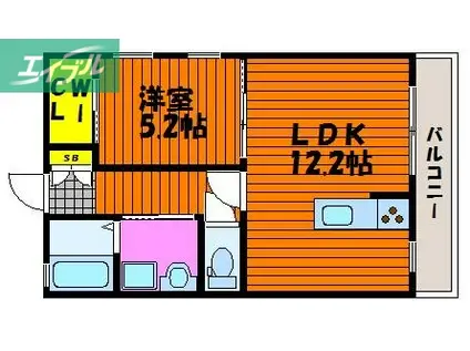 ラピナスI(1LDK/2階)の間取り写真