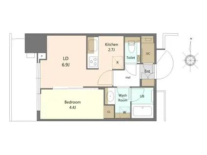 大崎ステーションレジデンス(1LDK/19階)の間取り写真