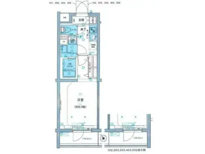 ジェノヴィア三軒茶屋グリーンヴェール(1K/4階)の間取り写真