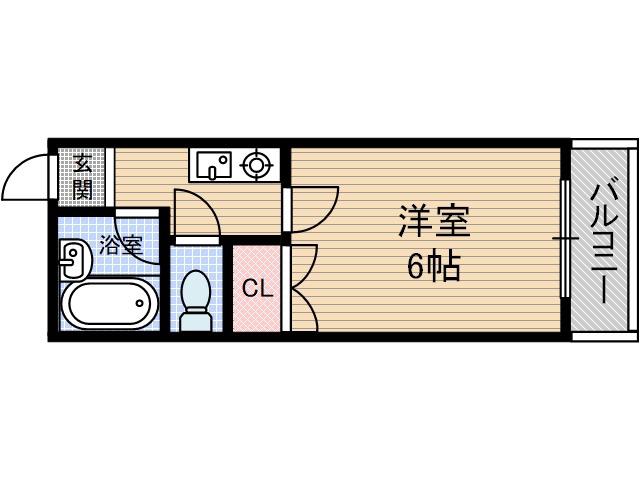 宮元12番館(1K/1階)の間取り写真