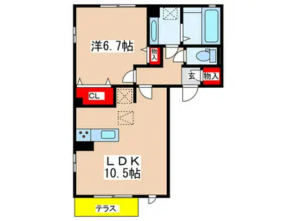 第3コスモヴィラA(1LDK/1階)の間取り写真