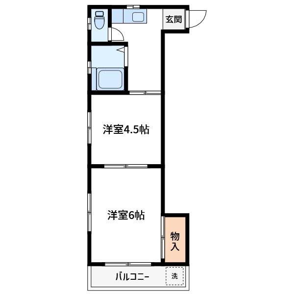 第二サトーハイツ(2K/2階)の間取り写真