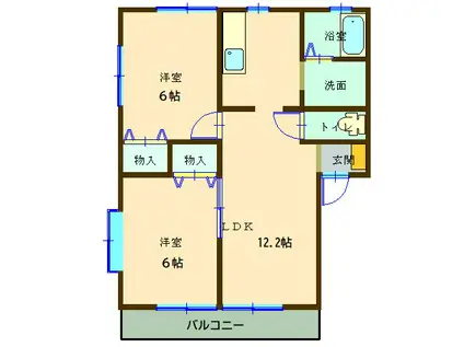 アルペンヒル(2LDK/2階)の間取り写真