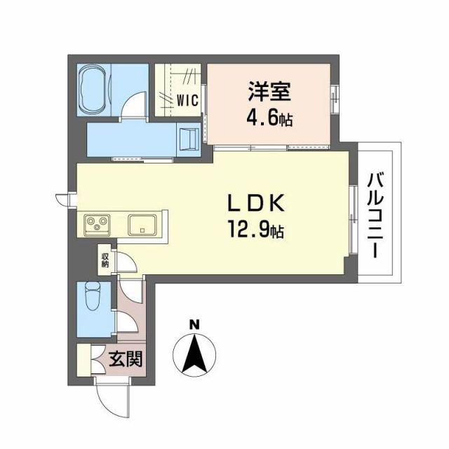 ユーグレイス東島田(1LDK/2階)の間取り写真