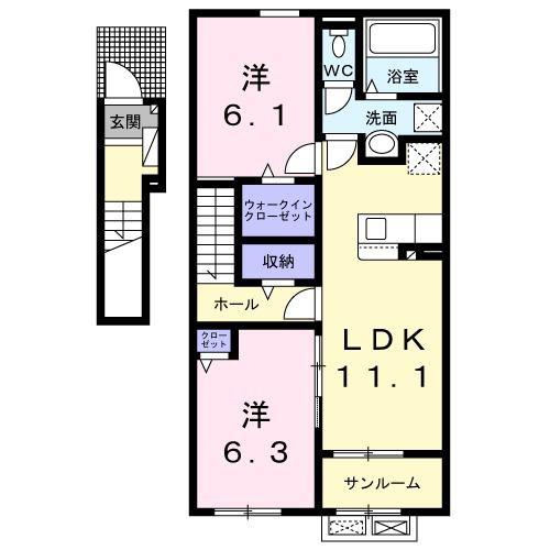 LUXOR G II(2LDK/2階)の間取り写真