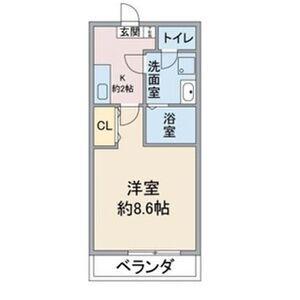 アクシス宝が丘(1K/2階)の間取り写真